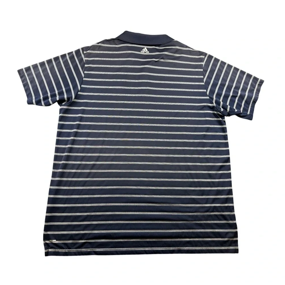 Adidas Polo Golf Shirt Men 2XL Blue ClimaCool Striped Short Sleeve Sporty P77944
